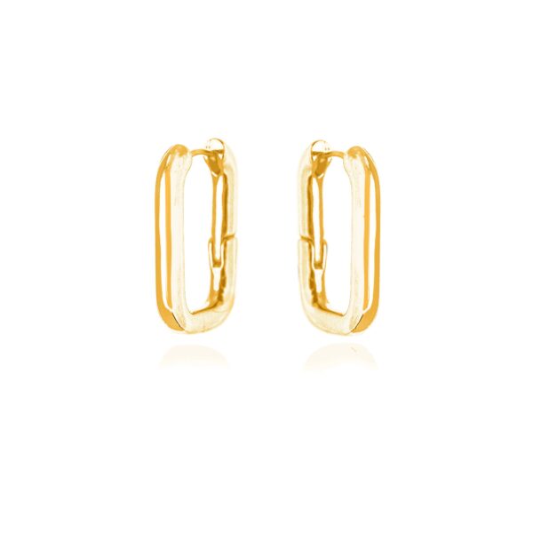 Brinco Argola Lisa Retangular - Banhado a Ouro 18K